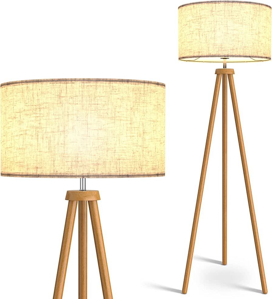 74 Inch Standing Lamps Pertaining To Most Current Lepower Wood Tripod Floor Lamp, Mid Century Standing Lamp For Living Room,  Flaxen Lamp Shade, Modern (View 10 of 10)