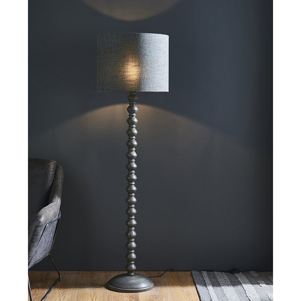 90567 Joss 1 Light Floor Lamp Base Only Dark Grey Wash Wood In Most Recently Released Charcoal Grey Standing Lamps (View 8 of 10)