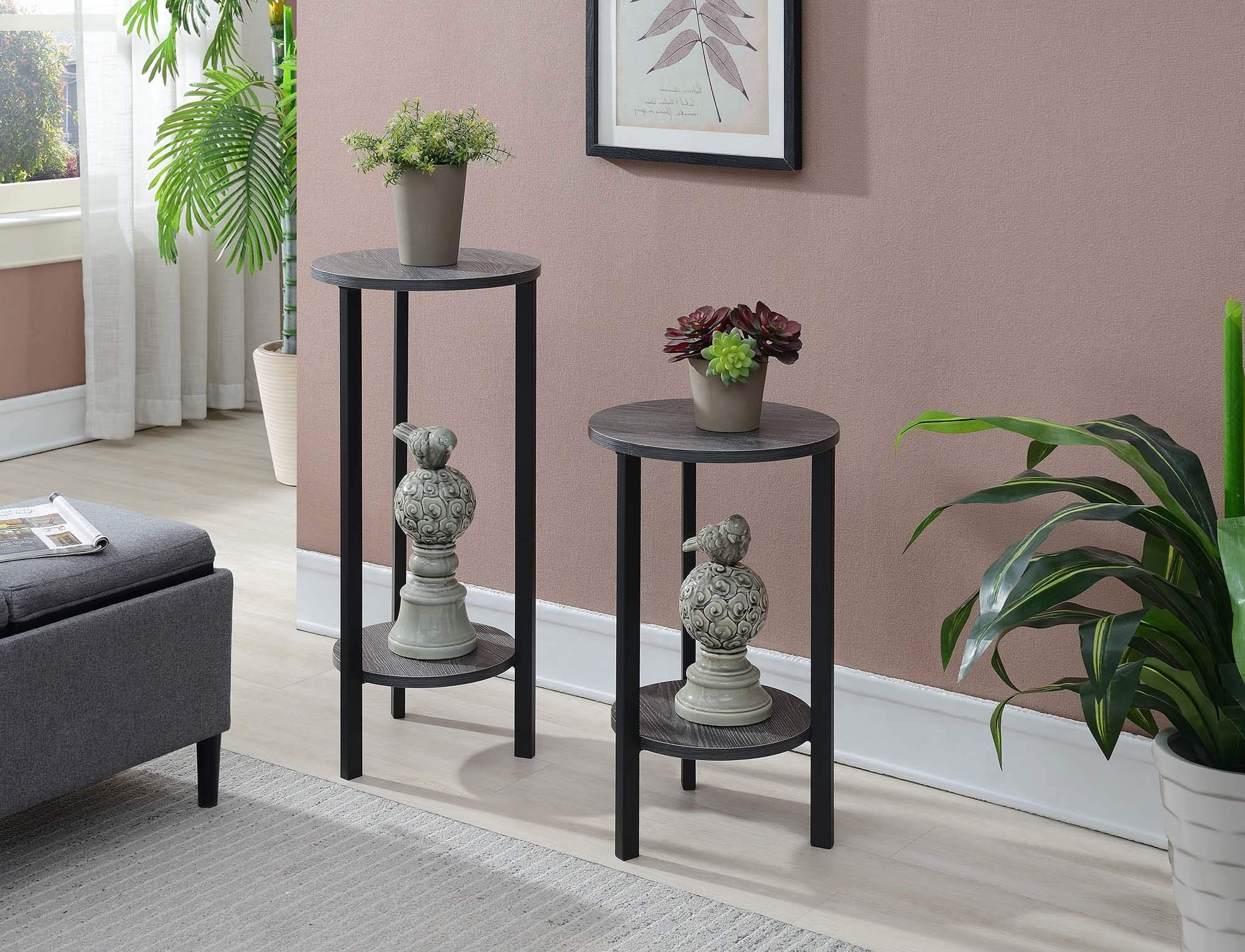 Amazon: Convenience Concepts Graystone 2 Tier Plant Stand, 24", Weathered  Gray/black : Everything Else Throughout Most Current Weathered Gray Plant Stands (View 2 of 10)