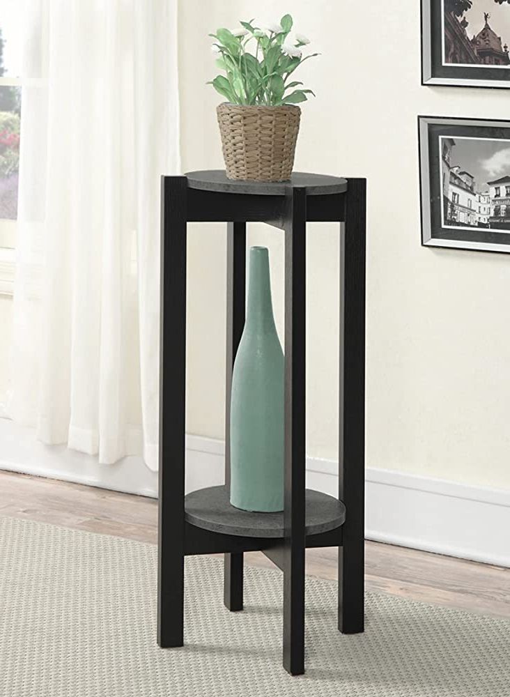 Amazon: Convenience Concepts Newport Deluxe Plant Stand, Faux Cement /  Black : Patio, Lawn & Garden Regarding Well Known Deluxe Plant Stands (View 1 of 10)