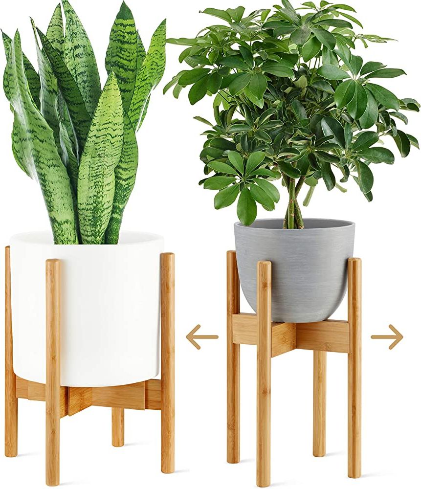 Amazon : Greemoose Plant Stand I Mid Century Indoor, Bamboo, Wooden,  Adjustable (8 12 Inch), Tall Modern Plant Holder (planter Not Included) :  Patio, Lawn & Garden With Regard To Preferred 12 Inch Plant Stands (View 8 of 10)