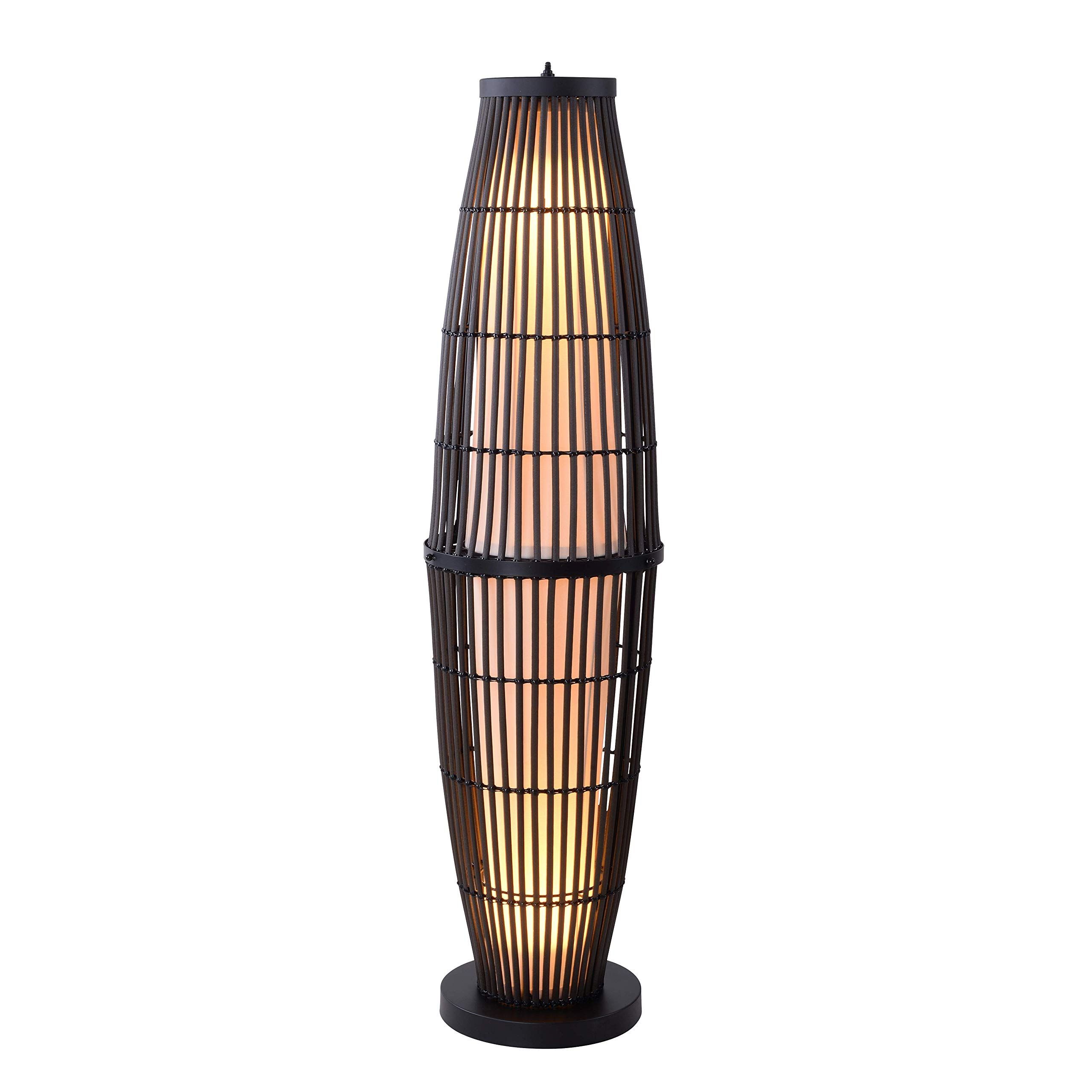 Amazon: Kenroy Home 32248rat Biscayne Floor Lamps, Small, Rattan With  Black Accents : Everything Else Pertaining To Newest Rattan Standing Lamps (View 3 of 10)