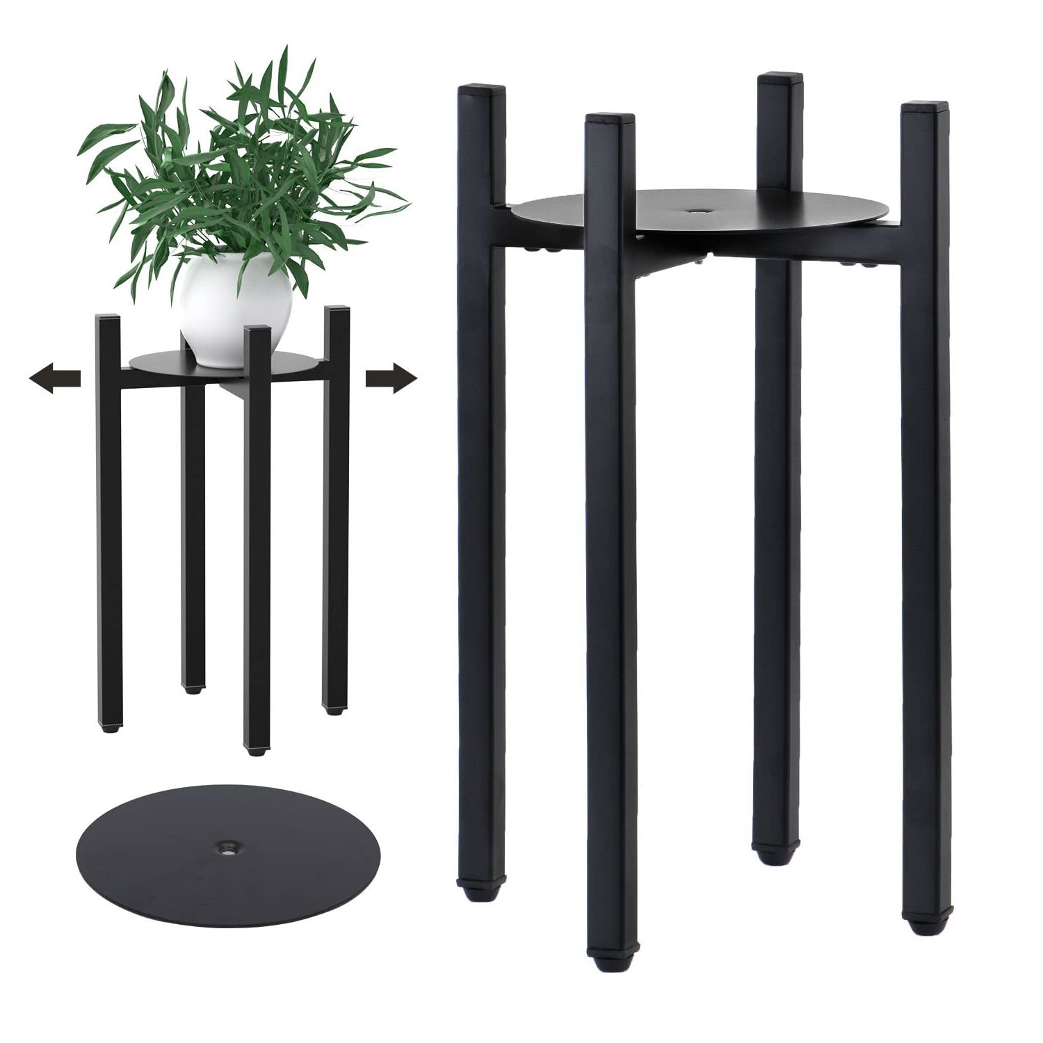 Amazon: Kesaih Plant Stand With Tray, Tall Plant Stand For Indoor Plants  With Adjustable Width For 8 12 Inches Pot, Mid Century Plant Pot Holder For  Living Room Bedroom (black Metal) : Everything With Regard To Favorite Black Plant Stands (View 10 of 10)