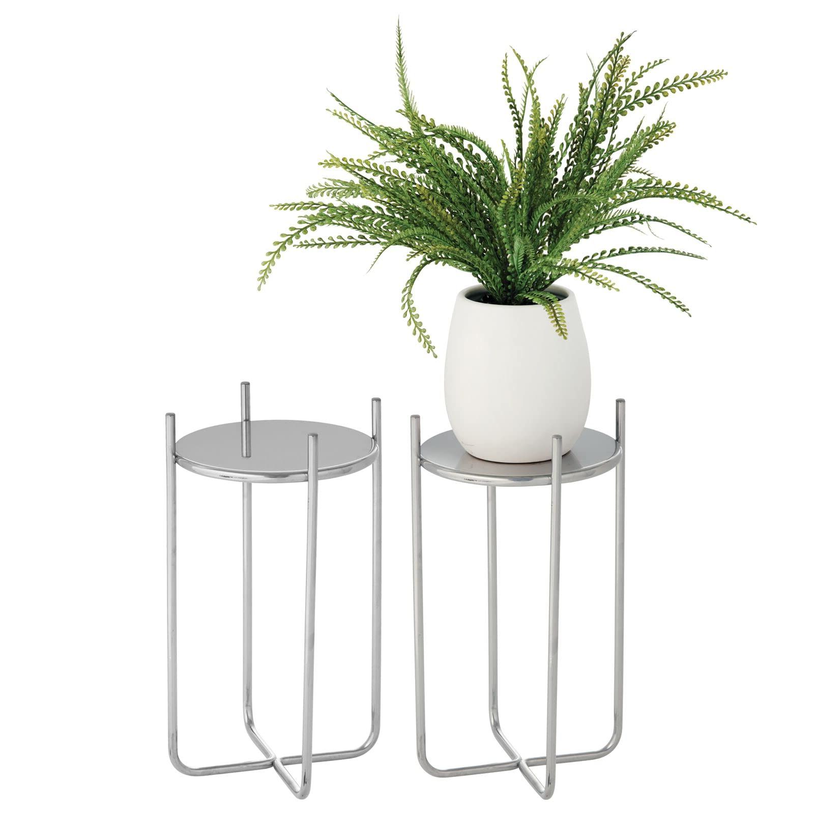 Amazon: Mdesign Metal Steel Modern 15 Inch Tall Plant Stand, Planter  Holder, W/modern Crisscross Design For Table, Floor; Holds Indoor/outdoor  Plants, Flower Pot – Omni Collection – 2 Pack – Chrome : For Most Popular 15 Inch Plant Stands (View 5 of 10)
