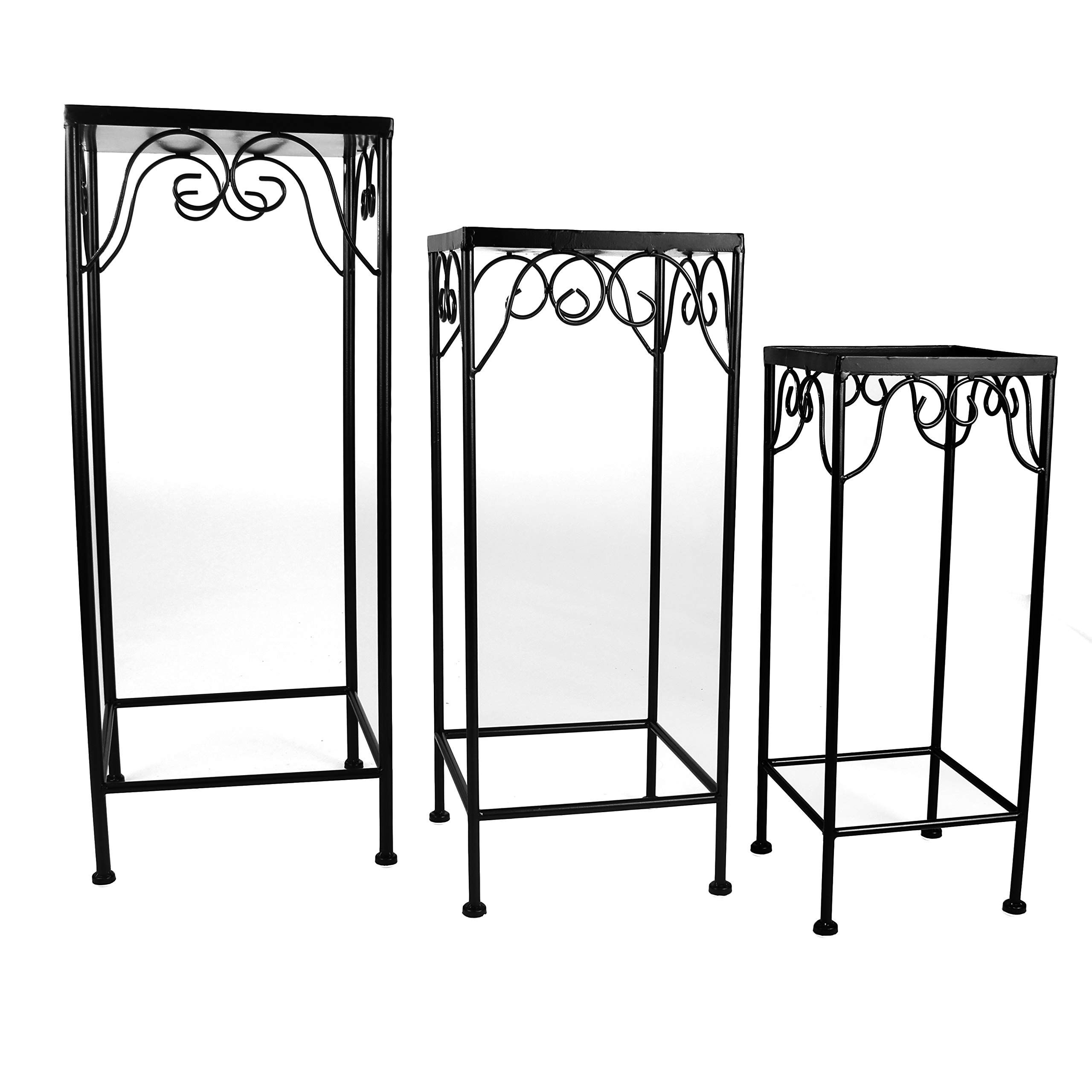 Amazon: Milltown Merchants™ Plant Stands – Set Of 3 Metal Plant Stands  – Indoor/outdoor Nesting Wrought Iron End Tables – Square Black Flower  Stands : Patio, Lawn & Garden Throughout Popular Iron Square Plant Stands (View 1 of 10)
