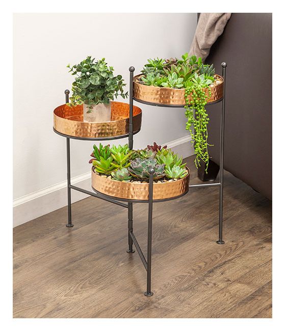 Best And Newest 3 Tier Plant Stand With Copper Trays – Down To Earth Home, Garden And Gift Throughout Three Tier Plant Stands (View 9 of 10)