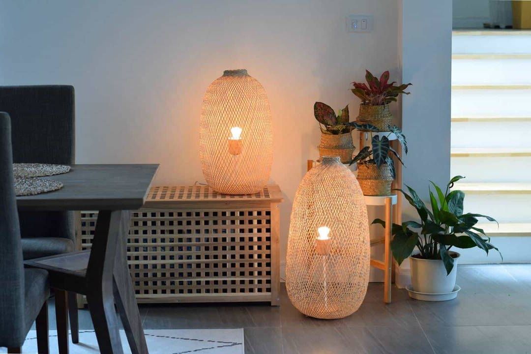 Best And Newest Natural Woven Standing Lamps With Bamboo Floor Lamp – Handmade Wooden Standing Light Thai Fishing Trap Basket Natural  Woven Boho Rustic – Our Hanging Pendant Reimagined! – Lafactory (View 8 of 10)