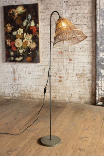 Best And Newest Vintage Style Rattan Shade Metal Floor Lamp Tall Standing Light Tropical  Arm (View 10 of 10)