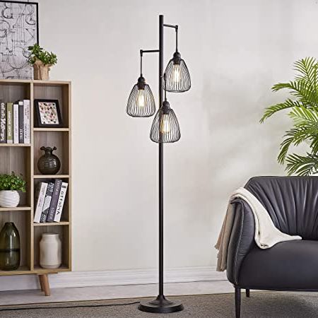 Black Standing Lamps In Latest Black Industrial Floor Lamp For Living Room Modern Floor Lighting Rustic  Tall Stand Up Lamp Vintage Farmhouse Tree Floor Lamps For Bedrooms, Office  Torchiere Standing Lamp 3 Light Bulbs Exclude : Amazon.co (View 1 of 10)