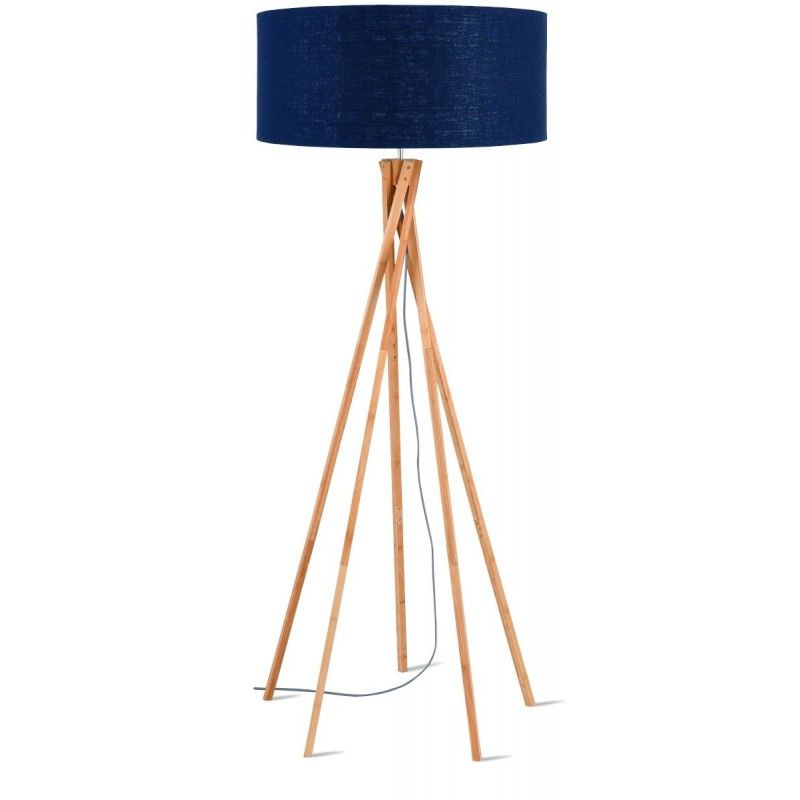 Blue Standing Lamps Regarding Fashionable Bamboo Standing Lamp And Kilimanjaro Eco Friendly Linen Lampshade (natural,  Blue Jeans) (View 6 of 10)