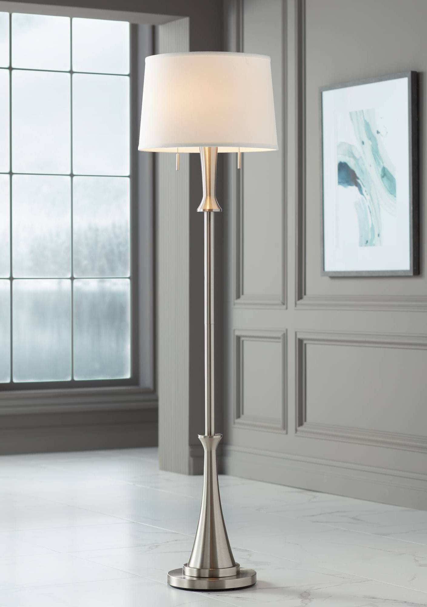 Brushed Nickel Standing Lamps For Preferred 360 Lighting Karl Modern Industrial Floor Lamp Standing  (View 1 of 10)
