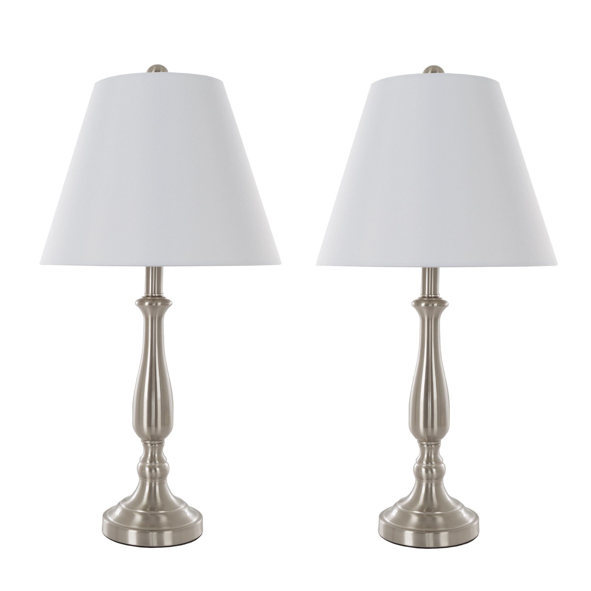 Brushed Steel Standing Lamps Pertaining To Current Amazon: Table Lamps Set Of 2, Traditional Brushed Steel (2 Led Bulbs  Included)lavish Home : Everything Else (View 7 of 10)