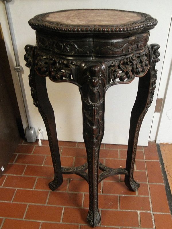 Carved Plant Stands With 2020 Chinese Rosewood Carved Wood Plant Stand With Marble Inset, 19th C (item  #1330140) (View 2 of 10)