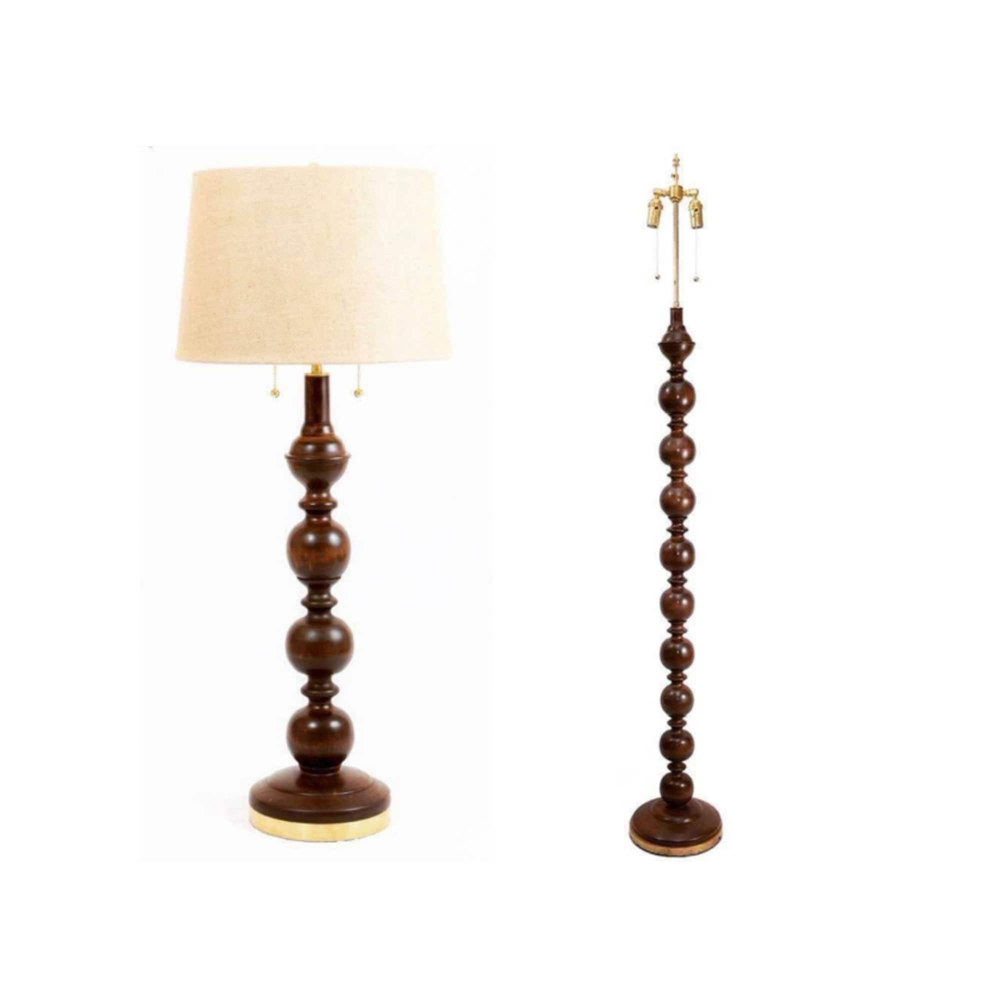 Cherry Floor And Table Lamp Set 2 Table Lamps 1 Floor Lamp – Etsy Intended For 2019 Beeswax Finish Standing Lamps (View 10 of 10)