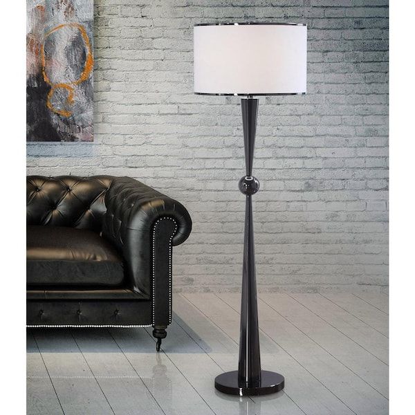 Chrome Finish Metal Standing Lamps Pertaining To Fashionable Homeglam Dione 62 In (View 4 of 10)
