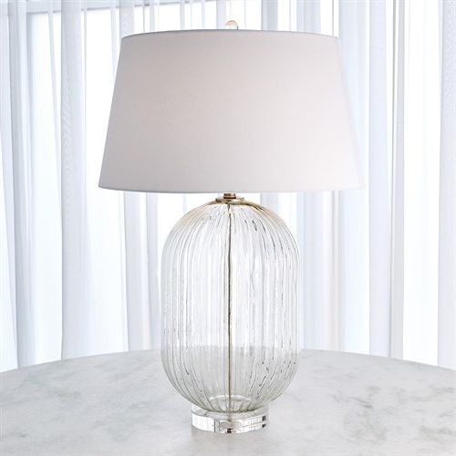 Clear Glass Ribbed Barrel Lamp With Regard To Most Recently Released Clear Glass Standing Lamps (View 1 of 10)
