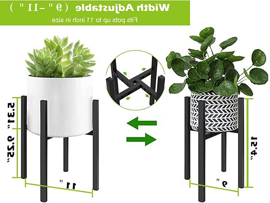 Current 15.5 Inch Plant Stands Inside Amazon: Yfeen Plant Pot Holder Adjustable Plant Stand( 8 To 11in) Metal  Mid Century Modern Pot Plant Stand Indoor Outdoor Pot Stand ( (View 3 of 10)