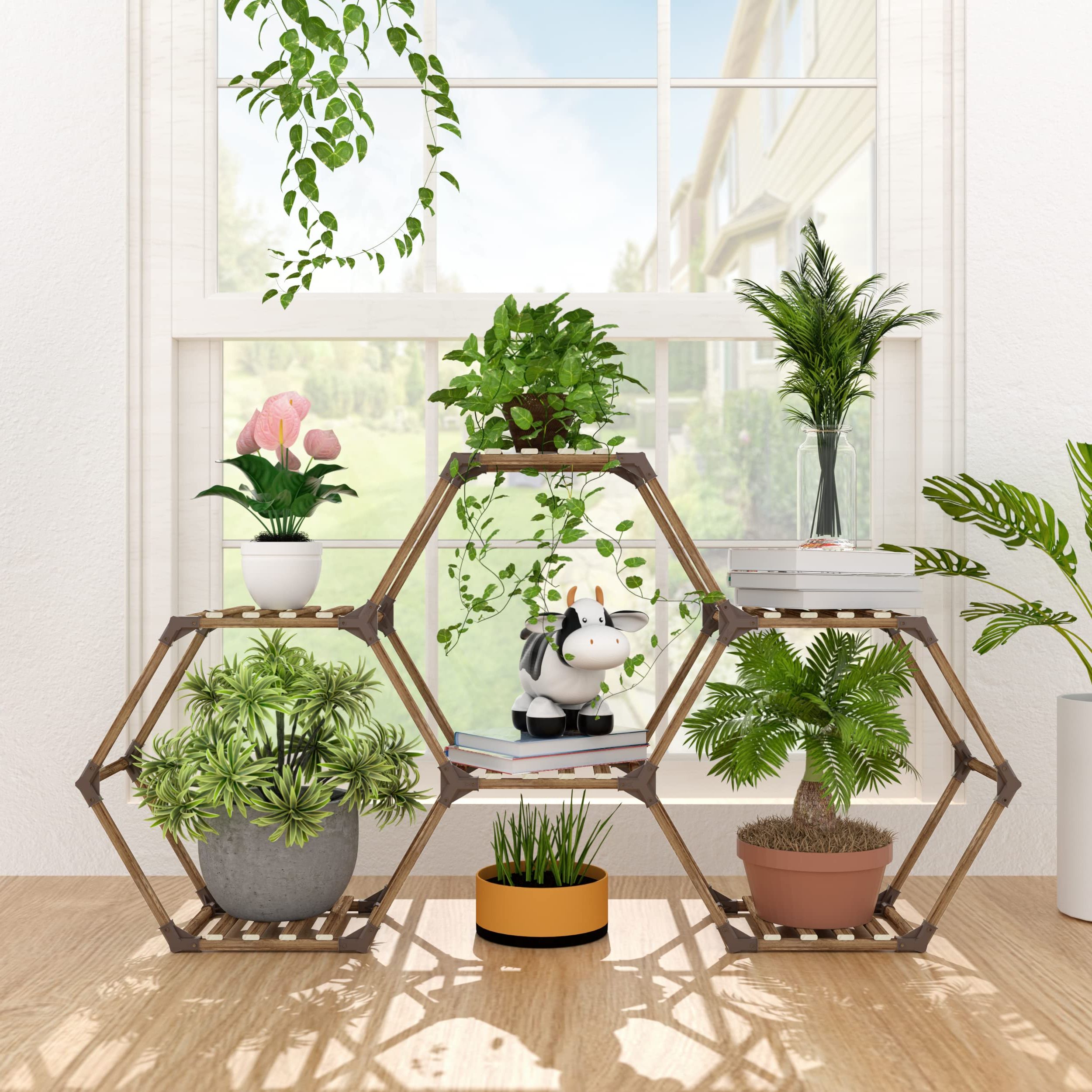 Current Hexagon Plant Stands Throughout Amazon : Tikea Plant Stand Indoor Hexagonal Plant Stand For Multiple  Plants Indoor Outdoor Large Wooden Plant Shelf Creative Diy 6 Tiered  Flowers Stand Rack For Living Room Balcony Patio Window : (View 5 of 10)