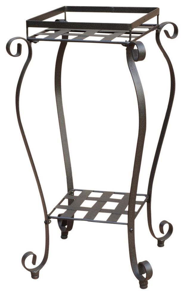 Current Mandalay Square Iron Plant Stand, Antique Black – Mediterranean – Planter  Hardware And Accessories  International Caravan (View 8 of 10)