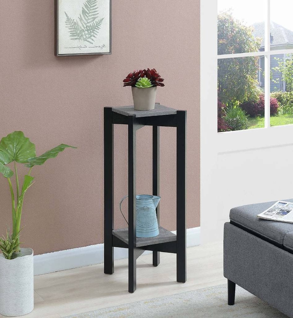 Deluxe Plant Stands In Preferred Planters & Potts Deluxe Square Plant Stand In Faux Cement/black –  Convenience Concepts 121156cmbl (View 8 of 10)