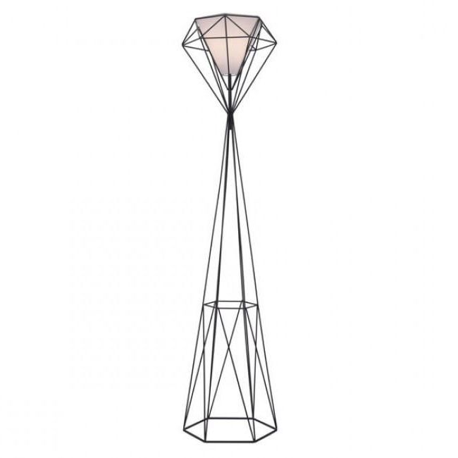 Diamond Shape Standing Lamps Pertaining To Widely Used Diamond Shaped Open Design Floor Lamp W/ Frosted Glass Shade (View 2 of 10)