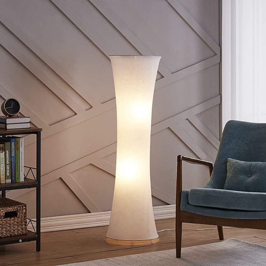 Fabric Standing Lamps With Best And Newest Floor Lamp For Living Room Bedrooms, Contemporary Floor Lamps With White  Cloth Fabric Shade, Soft Standing Light Corner Lighting – – Amazon (View 1 of 10)