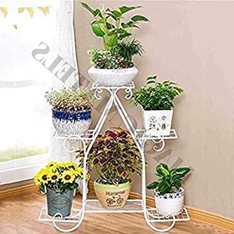 Famous Magic Matels Wrought Iron And Gl Metal Powder Coated Pot Stand, White, L  74cm W 23cm H 76cm : Amazon (View 2 of 10)