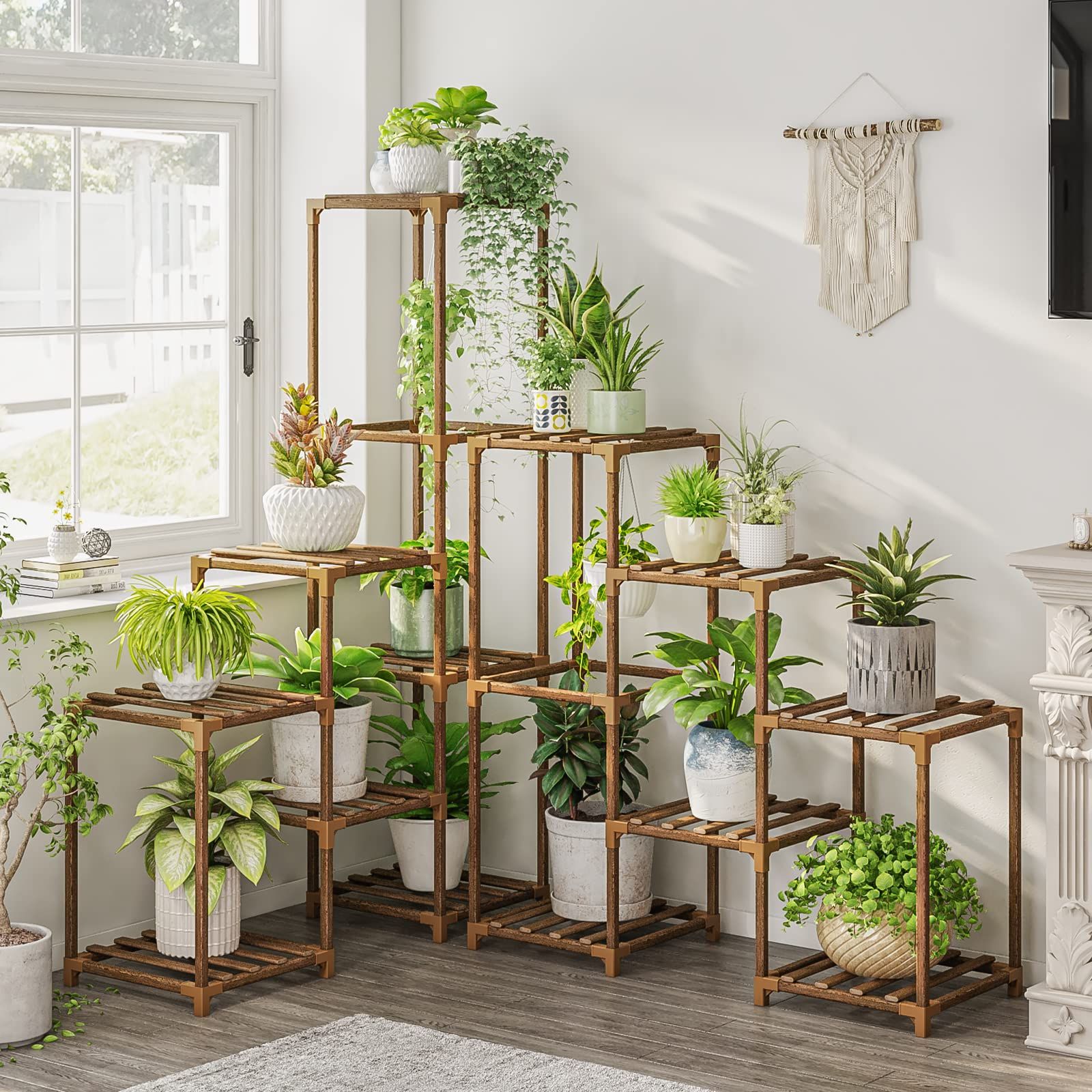 Fashionable Amazon: Bamworld Plant Stand Indoor Corner Plant Shelf Outdoor Flower  Shelves Wooden Plant Stands Garden Wood Plant Holder Rack For Living Room  Corner Lawn Window 03b : Everything Else Pertaining To Wooden Plant Stands (View 2 of 10)