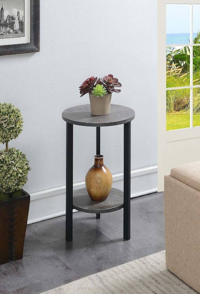 Fashionable Graystone 24 Inch Plant Stand In Weathered Gray/black – Convenience  Concepts 111254wgybl In Weathered Gray Plant Stands (View 4 of 10)