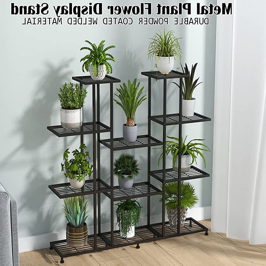 Fashionable Powdercoat Plant Stands With Amazon: Metal Plant Stand, 9 Tiers Multifunctional Plant Stands For  Indoor Plants, Decorative Black Steel Plant Shelf For Indoor Patio Garden  Balcony And Yard(9 Tier) (9 Tiers 17 Pots) : Patio, Lawn & Garden (View 10 of 10)