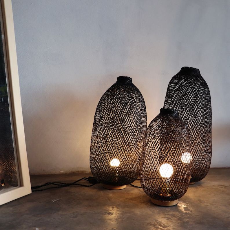 Fashionable Rattan Floor Lamp Wicker Floor Lamp Woven Floor Lamp – Etsy Regarding Natural Woven Standing Lamps (View 4 of 10)