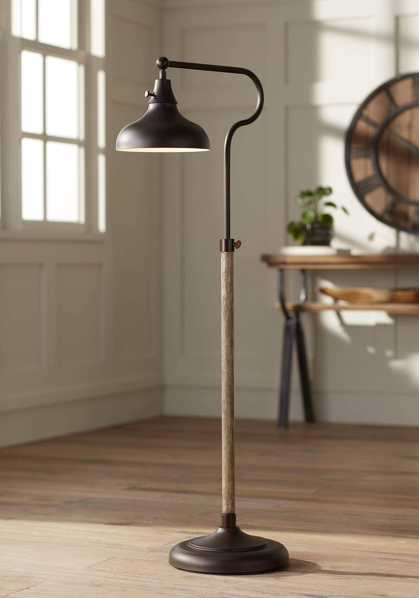 Franklin Iron Works Ferris Industrial Rustic Farmhouse Adjustable Pharmacy Floor  Lamp Downbridge 57" Tall Bronze Faux In Favorite Rustic Standing Lamps (View 5 of 10)