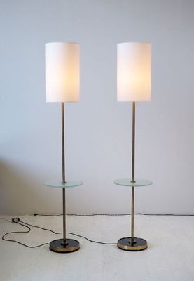 Frosted Glass Standing Lamps Regarding Popular French Frosted Glass Floor Lamp, 1950s For Sale At Pamono (View 8 of 10)