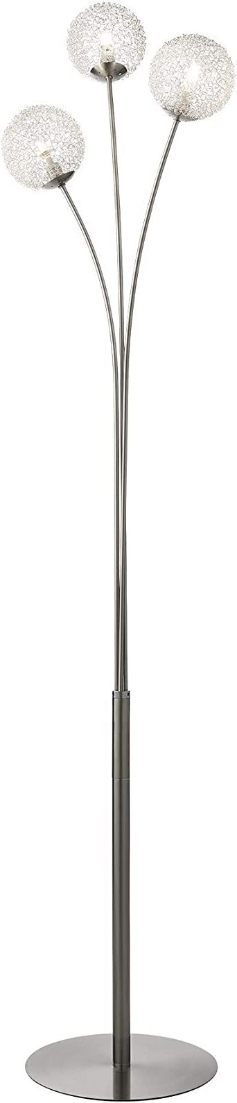 Glass Satin Nickel Standing Lamps Intended For Newest 3 Way Satin Nickel Floor Lamp With Aluminium And Glass Shade. This  Contemporary 3 Way Floor Lamp Is Complete With Glass Globe Design Shades  In Line On/off Foot Switch. : Amazon.co (View 3 of 10)