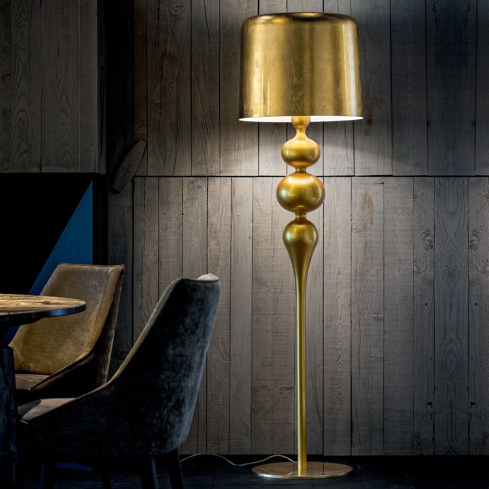 Gold Standing Lamps Throughout Latest Designer Modern Gold Leaf Floor Lamp – Juliettes Interiors (View 5 of 10)
