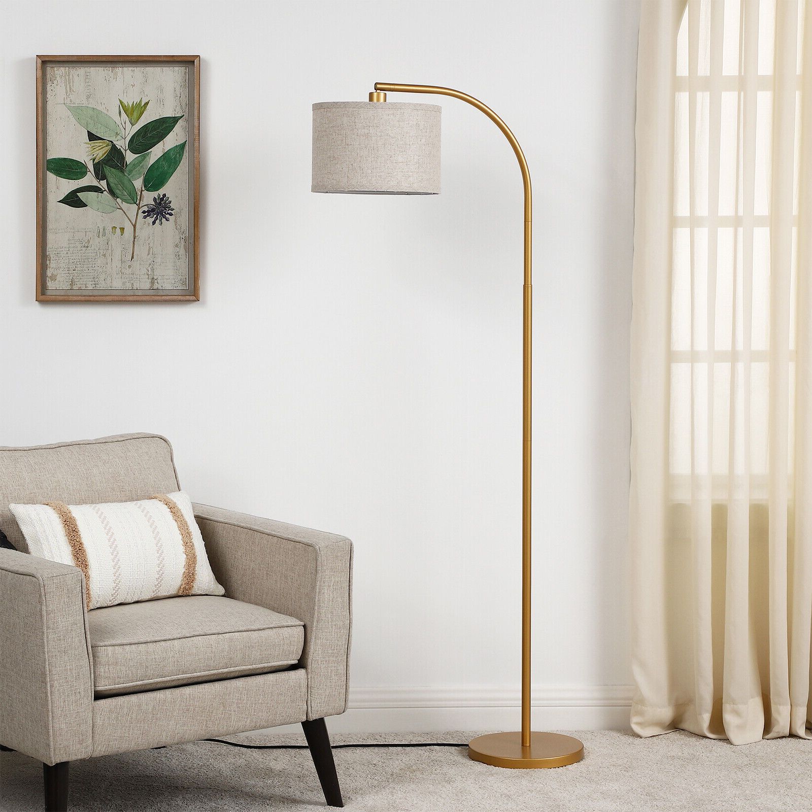 Gold Standing Lamps With Fashionable Dewenwils Modern Arched Floor Lamps Adjustable Gold Standing Tall Arc Lamp (View 10 of 10)