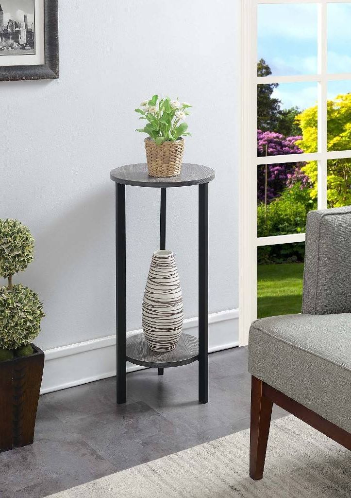 Graystone 31 Inch Plant Stand In Weathered Gray/black – Convenience  Concepts 111253wgybl With Regard To Popular 31 Inch Plant Stands (View 9 of 10)
