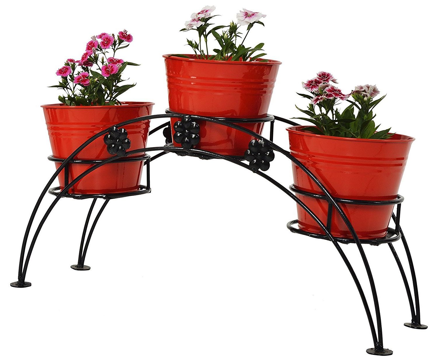 Green Gardenia Iron 3 Tier Pot Stand With Metal Planter (red) : Amazon (View 5 of 10)