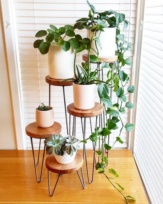 Harper Hairpin Leg Plant Stand Metal Plant Stand Plant – Etsy Singapore In Widely Used Plant Stands With Side Table (View 3 of 10)