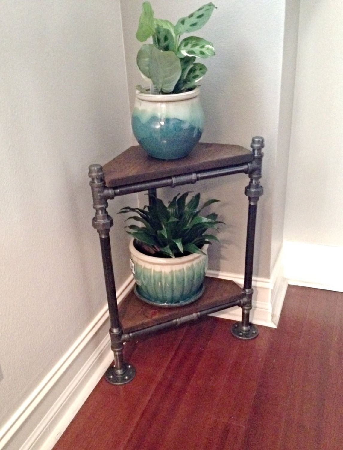 Industrial Pipe Corner Plant Stand – Etsy Throughout Most Popular Industrial Plant Stands (View 10 of 10)