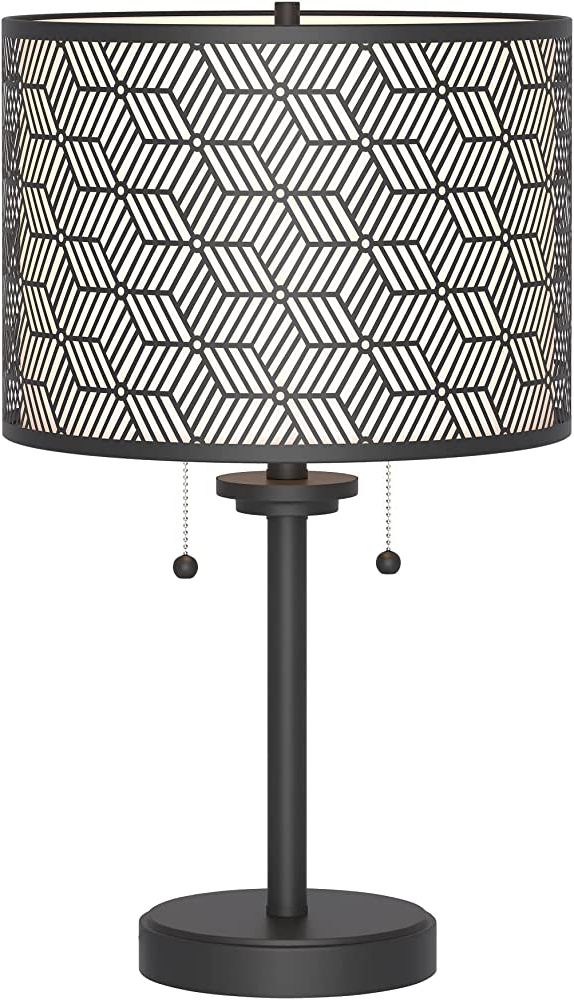 Inlight 23" High Double Shade Pull Chain Modern Table Lamp, Black Metal  Frame And White Fabric Shade, Bulb Not Included, In 0807 2 Bk Throughout 2020 Dual Pull Chain Standing Lamps (View 4 of 10)