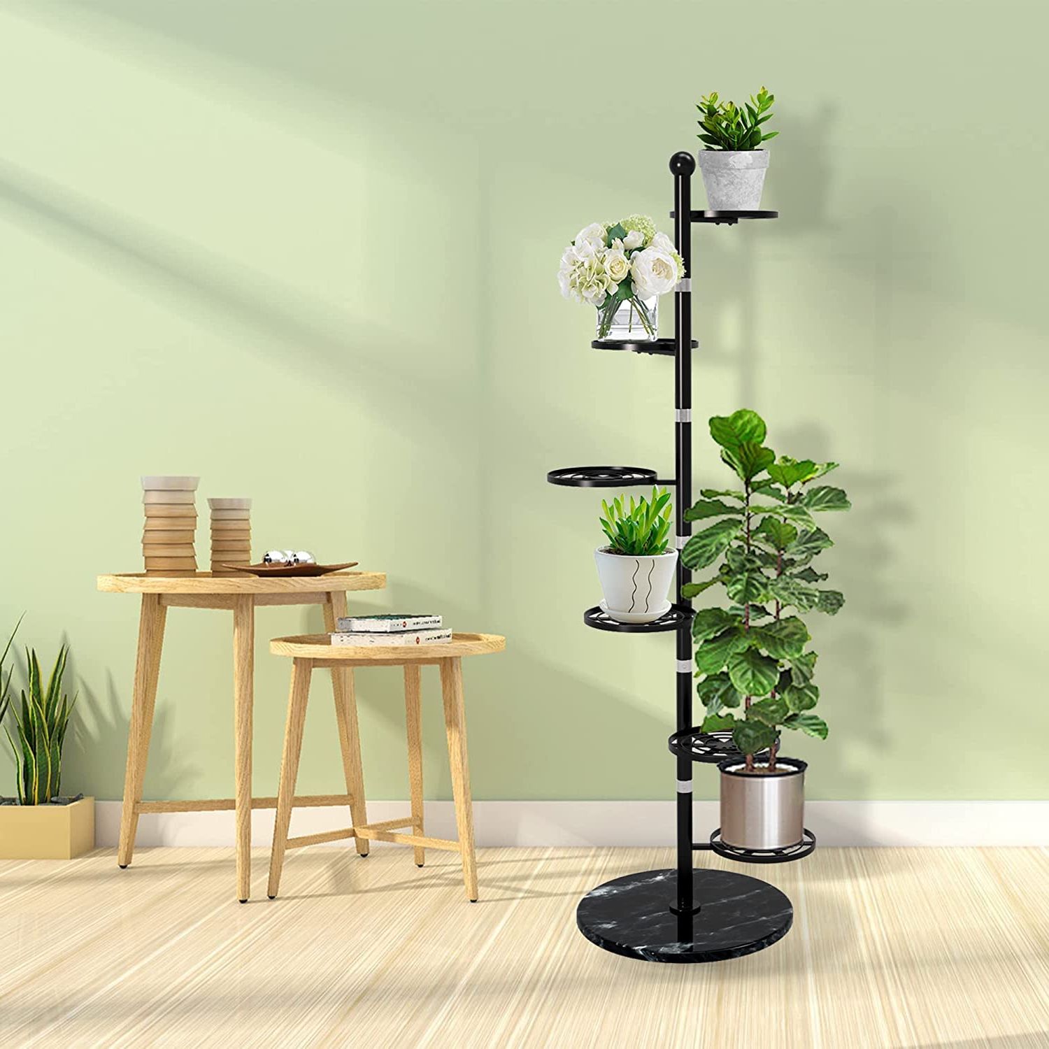 Iron Base Plant Stands With Regard To Newest Amazon: Myoyay 6 Tier Spiral Flower Stand, Metal Plant Stand Wrought  Iron Spiral Staircase Flower Display Shelf Plant Stands Flower Pot Metal  Flower Holder With Heavy Duty Marble Base For Balcony Garden (View 1 of 10)