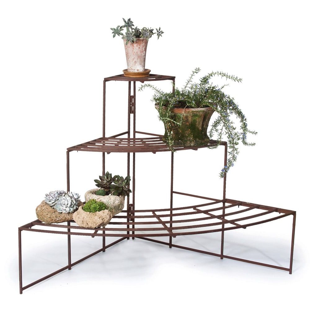 Iron Plant Stand  1/4 Round – Campo De' Fiori – Naturally Mossed Terra  Cotta Planters, Carved Stone, Forged Iron, Cast Bronze, Distinctive  Lighting, Zinc And More For Your Home And Garden (View 5 of 10)