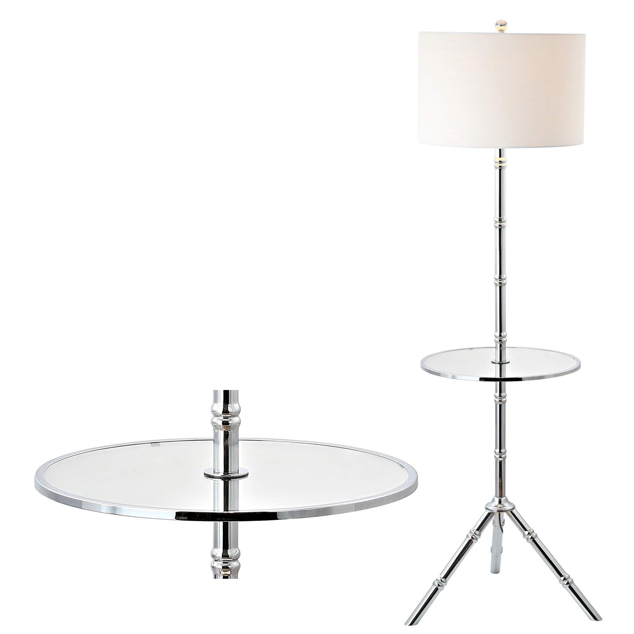 Jonathan Y Jyl2012b Hall 62" Metal Led End Table Floor Lamp, Modern,  Contemporary, Glam, Elegant, Foot Step Switch, Office, Living Room, Family  Room, Dining Room, Bedroom, Foyer, Chrome With Regard To Fashionable Chrome Finish Metal Standing Lamps (View 7 of 10)