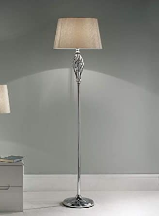 K Living Chrome Silver Floor Lamp With Gold Shimmering Fleck Lamp Shade And  Twist Feature Piece (table Lamp Sold Separately) : Amazon.co (View 5 of 10)