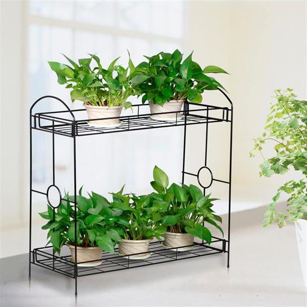 Latest 32 Inch Plant Stands Intended For Smilemart 2 Tier Metal Plant Stand W/tray Design And 32 Inch Height Black –  Walmart (View 7 of 10)