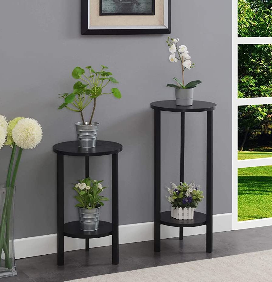 Latest Convenience Concepts Graystone 2 Tier Plant Stand, 31", Black/black Within Greystone Plant Stands (View 4 of 10)