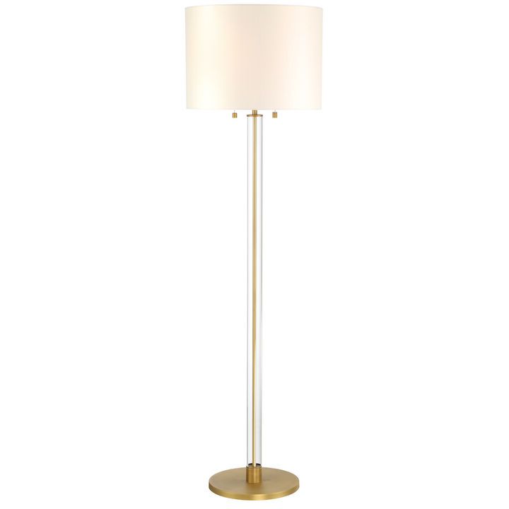 Laurel Glass Cylinder Floor Lamp, Satin  Brass With Satin Brass Standing Lamps (View 1 of 10)