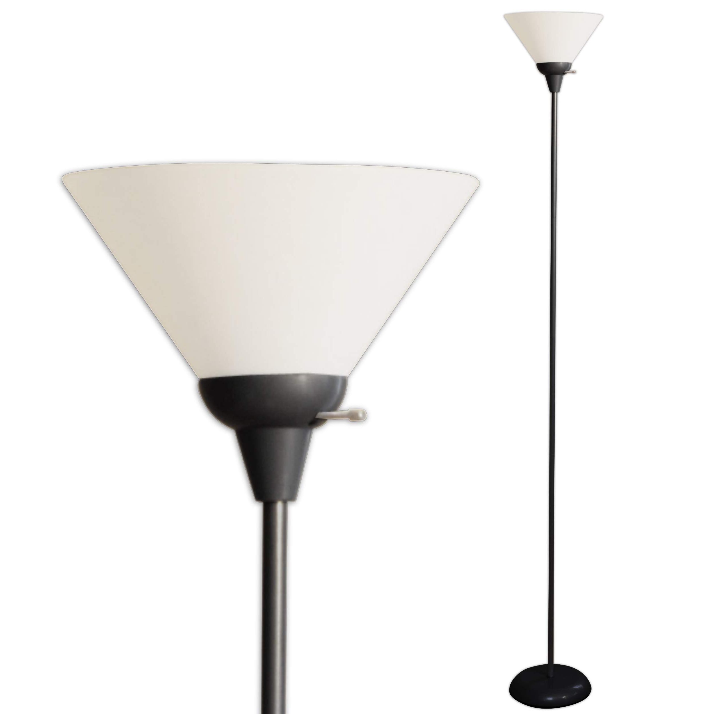 Lightaccents Black Metal Floor Lamp With Opal White Cone Shade (View 4 of 10)