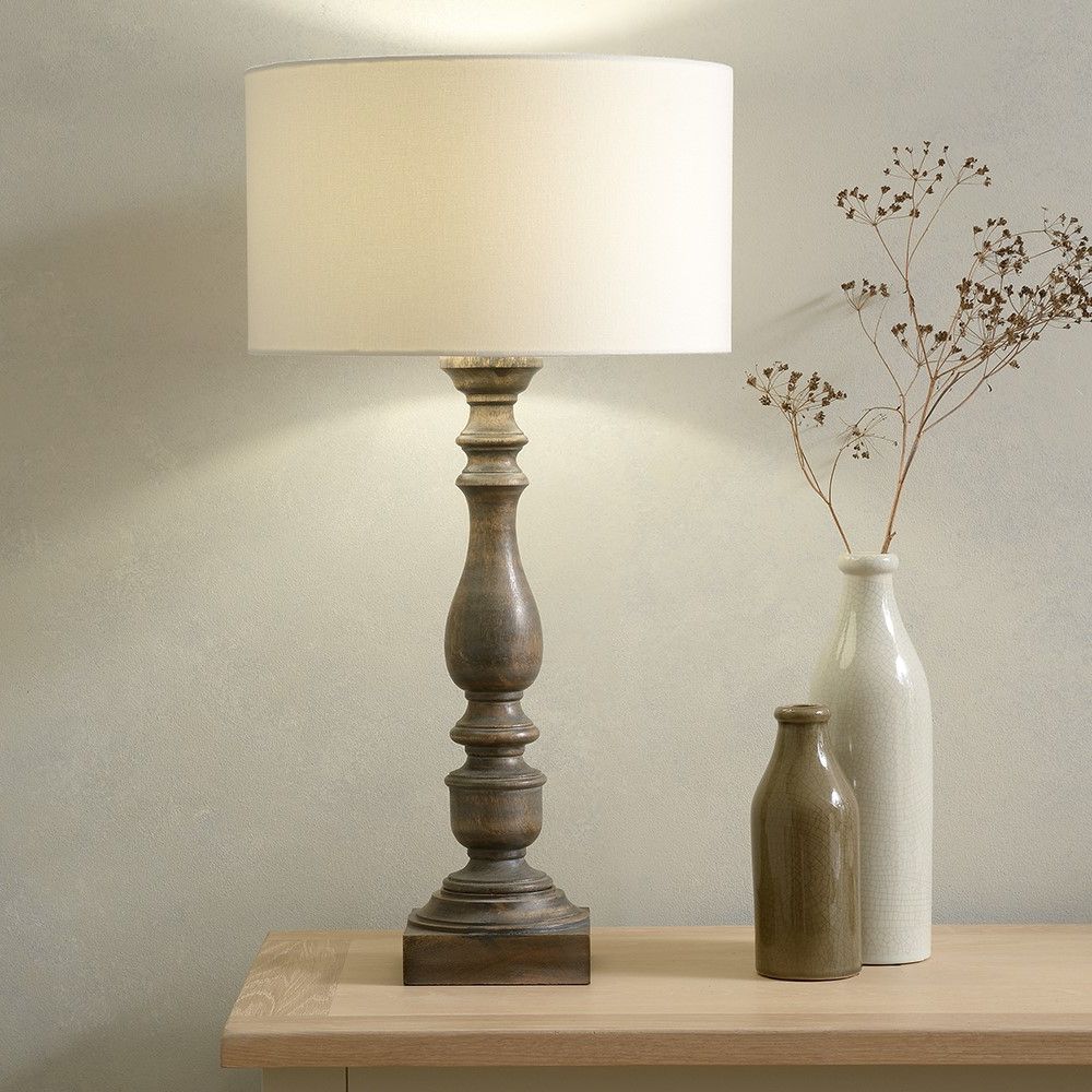 Mango Wood Standing Lamps With Regard To Favorite Elwyn Mango Wood Table Lamp – Grey Wash – The Cotswold Company (View 9 of 10)